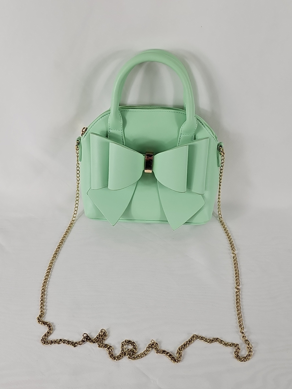 Mint Green Bow Accent Satchel Bag